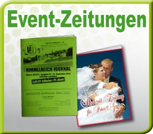 Zeitungen in A4 und A5 auch in kleiner Auflage mit Rückenheftung oder mit Ringbindung - Event-Zeitungen, Vereinszeitungen, Abizeitungen